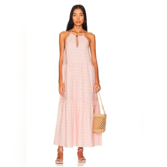 Tularosa Julianna Maxi Dress In Blush Pink Stripe Size M - Picture 1 of 10
